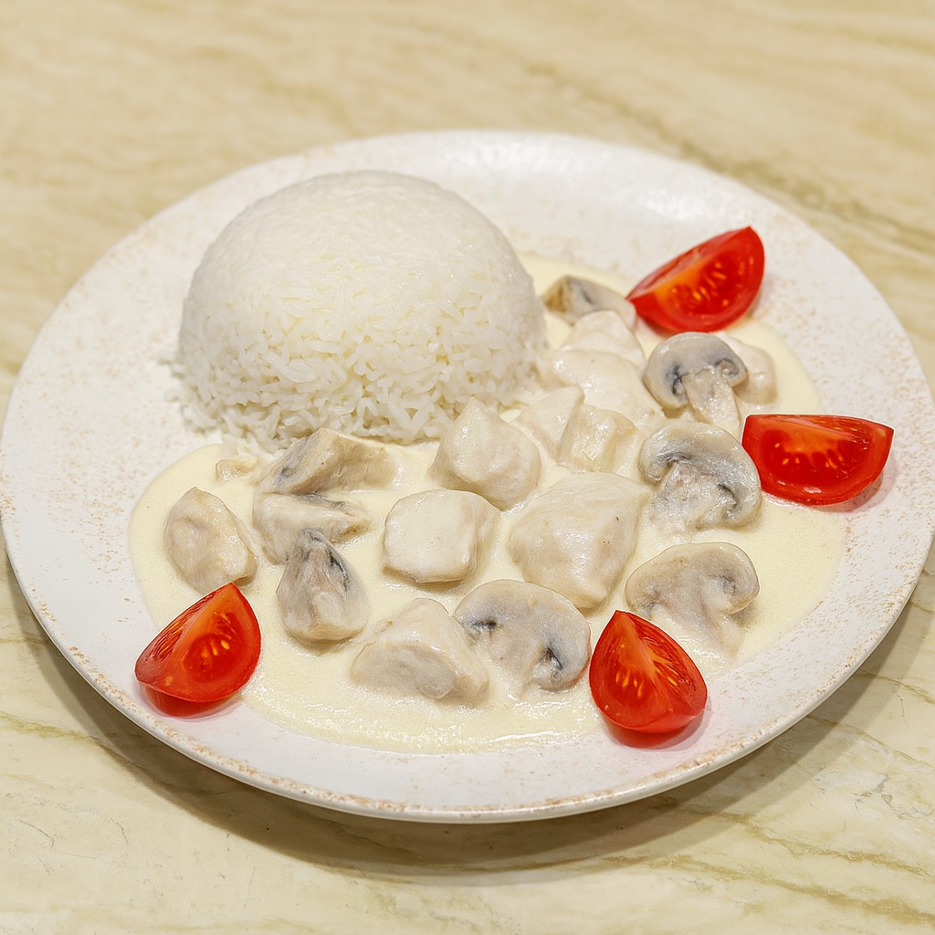 Курица c грибами в сливочном соусе