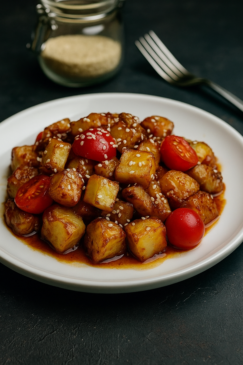 Хрустящий баклажан(теплый салат)